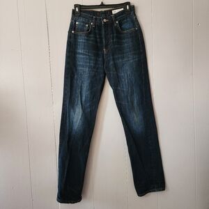 ZARA High Rise Relaxed Straight Leg Jeans Size 4 Dark Wash Denim